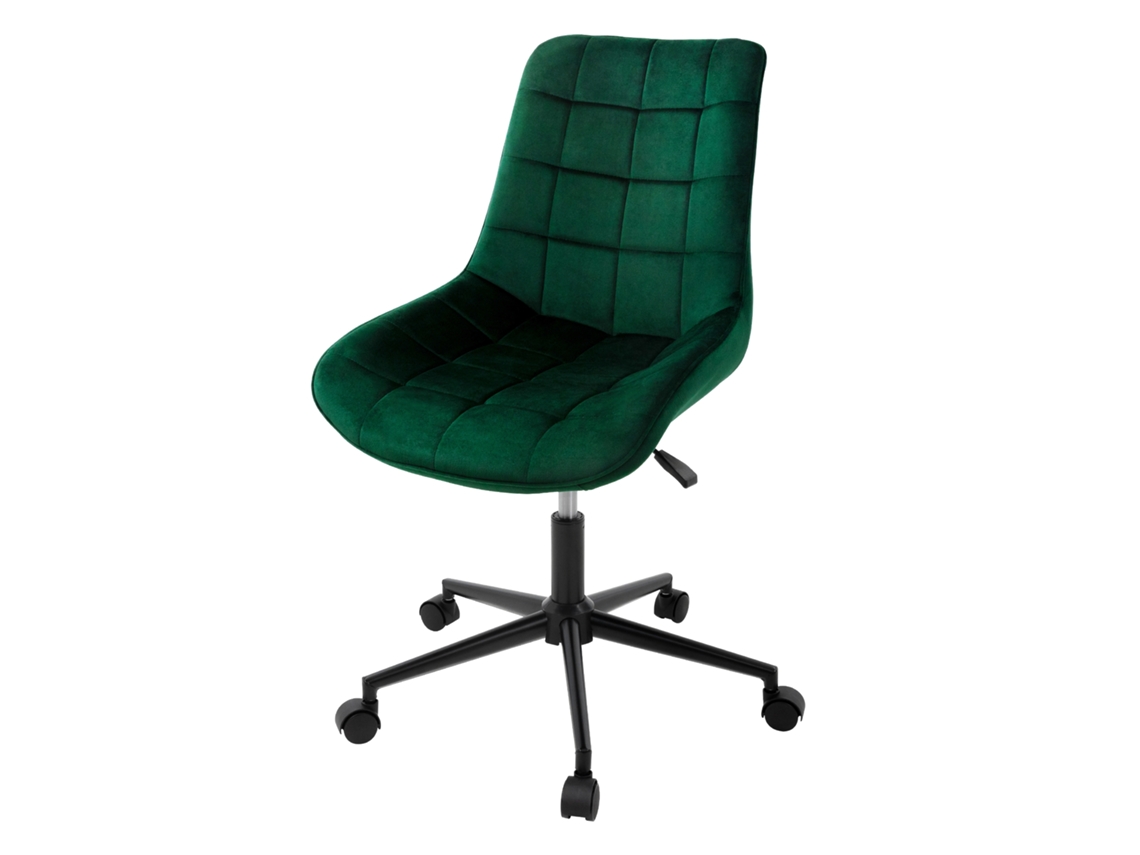 Silla de oficina con ruedas verde con funda de terciopelo y estructura de metal ML-DESIGN