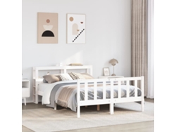 Estructura De Cama Sin Colchón Madera De Pino Blanca 150x200 Cm