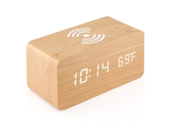Reloj despertador digital de madera, LED, carga inalámbrica, mesita de noche RNEMITERY