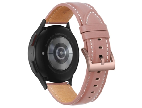 Correa de piel auténtica costura ajustable para Samsung Galaxy Watch 5 40mm/44mm/5 Pro 45mm - Rosa oscuro/hebilla rosa