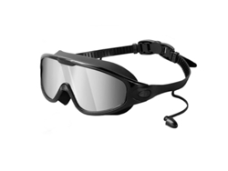 Gafas de natación antivaho 2000c - Modelo con auriculares intrauditivos - Negras con detalles plateados (en caja)
