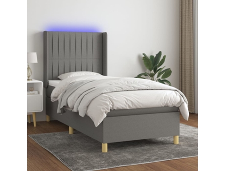 MAISON EXCLUSIVE Cama con somier con colchón y LED 90x190 cm Tela gris oscuro