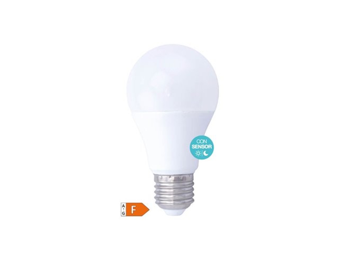 Bombilla LED estándar con sensor crepuscular, 9 W, E27, 3000 K, GSC