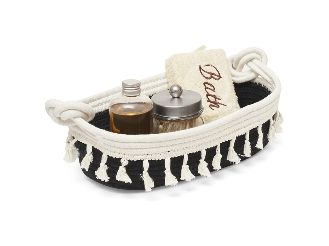 Cesta decorativa de cuerda de algodón para papel higiénico Kofihety