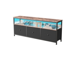 Mueble de TV con 3 cajones y luces LED, estilo retro, 108x29,8x57cm, color negro