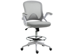 Silla Oficina Regulable Altura Reposapiés Reposabrazos Plegables Malla Gris Blanco
