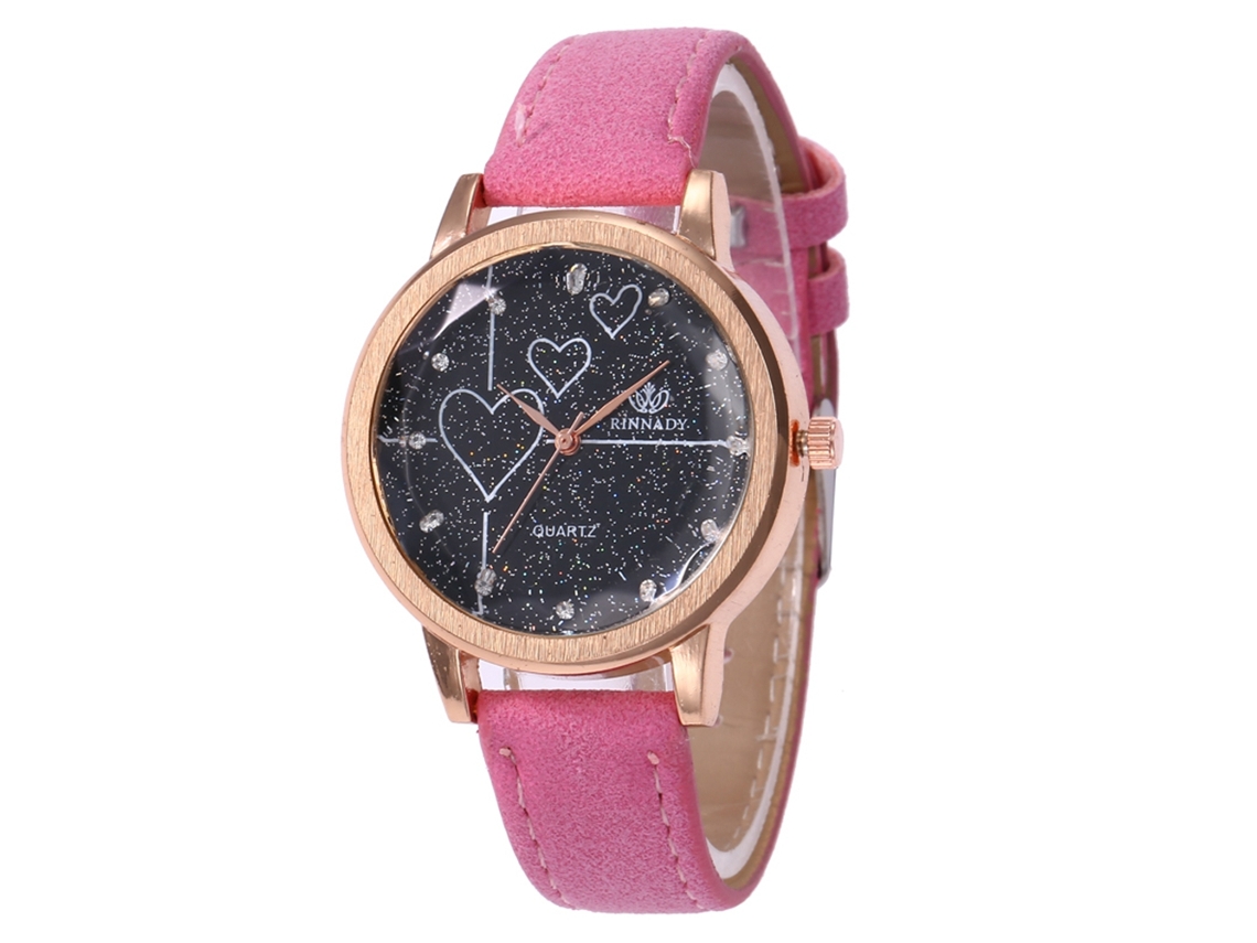Reloj De Pulsera De Cuarzo Con Correa De Cuero, Estilo Moderno, Para Mujer Y Hombre (rosa)