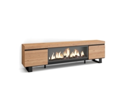 Mueble TV, Televisión, 210, Para TV hasta 80, Chimenea eléctrica XXL, Diseño industrial, Roble SKRAUT HOME