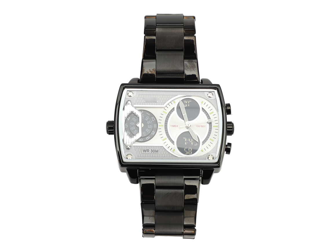 Reloj Electrónico De Cuarzo Para Hombre Con Doble Pantalla Rectangular, Resistente Al Agua Hasta 30 M, Luminoso.