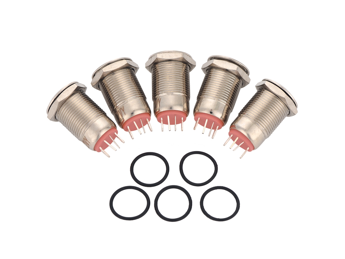 Juego De 5 Mini Interruptores De Botón Metálicos, Resistentes Al Agua, De 12 Mm, 2 A/36 V, Con Led Rojo Y 4 Pines.