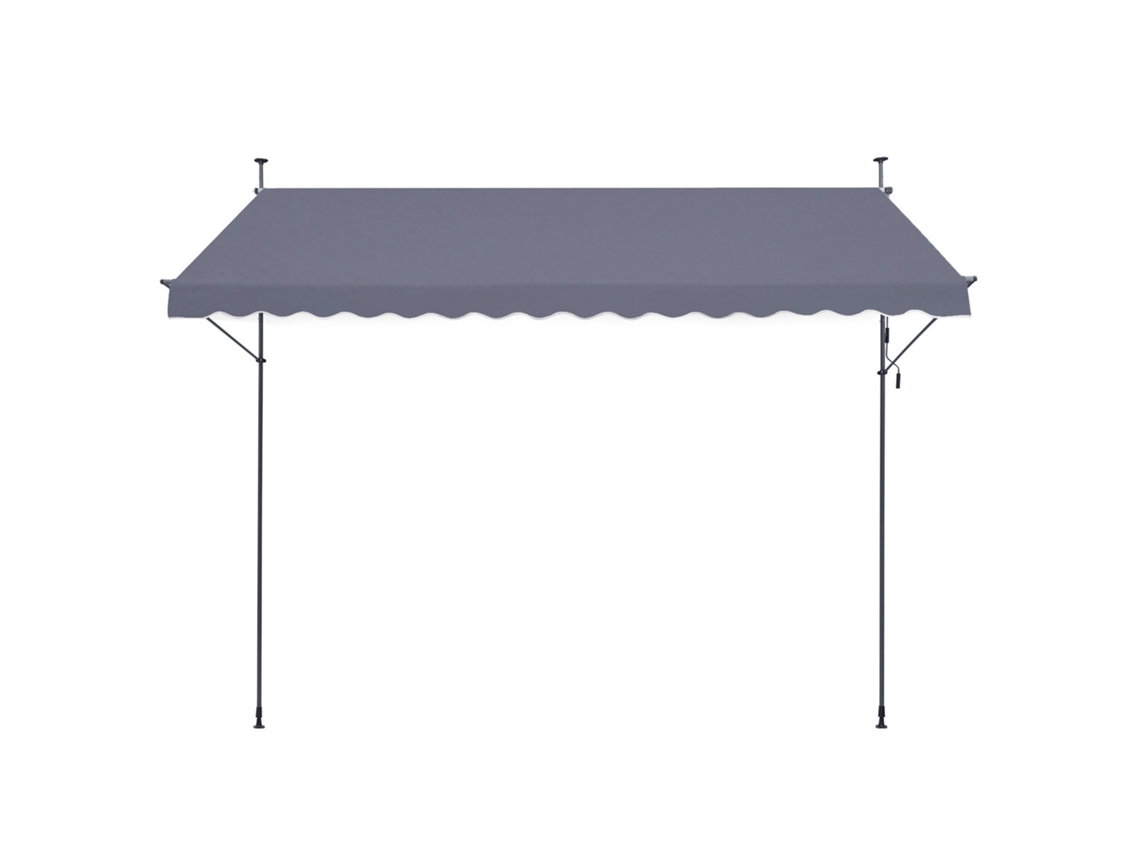 Toldo para patio Succebuy de 157 x 47 pulgadas con manivela, gris oscuro, toldo retráctil con sombrilla