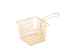 Cesta Portátil De Hierro Fundido Con Asa Para Freír Patatas Fritas, Ideal Para Restaurantes Y Hogares, Imitación De Oro.