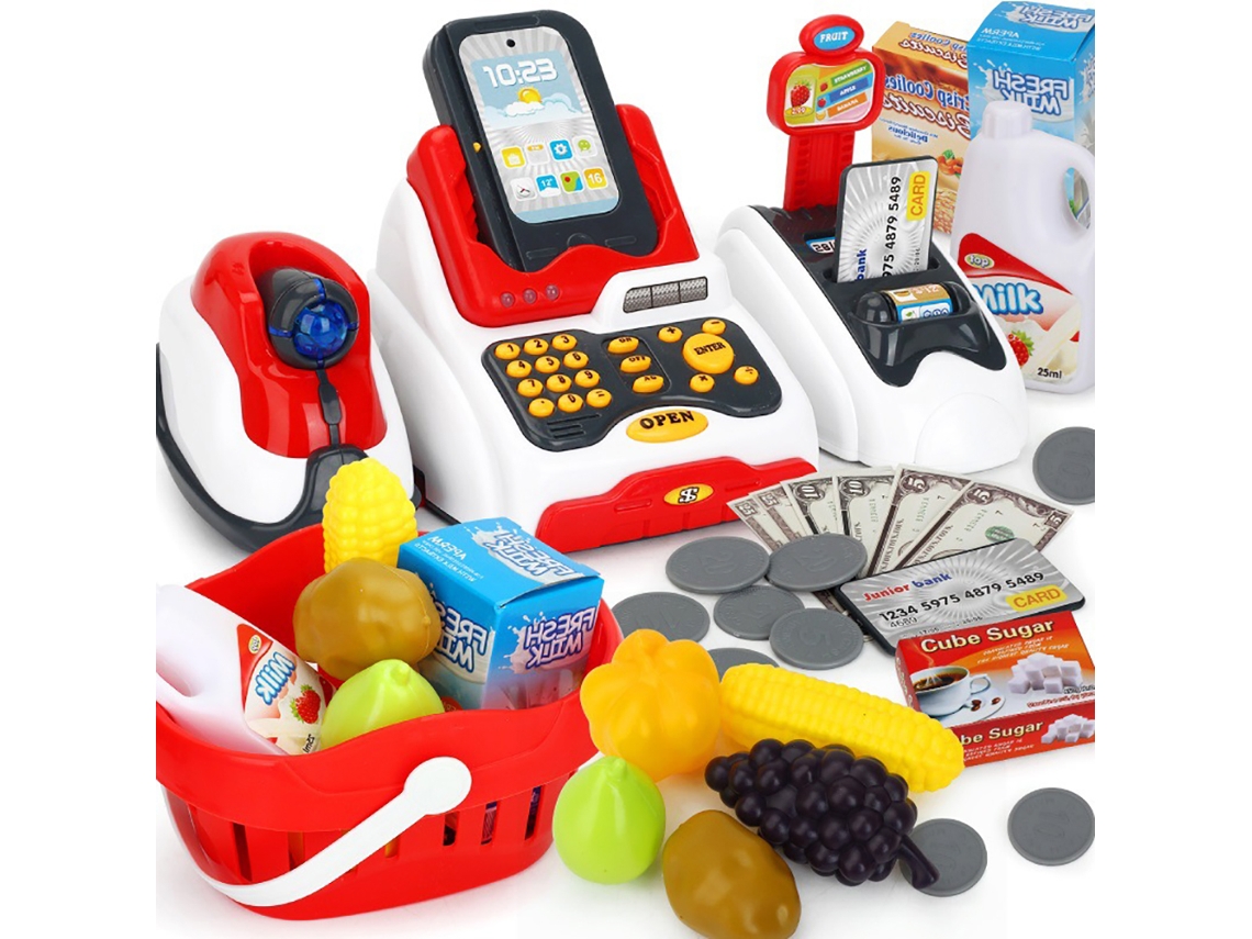 Ats-set De Caja Registradora De Supermercado Juguetes Educatsivos De Juego Simulado Para Niños