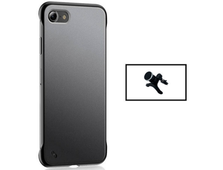 Kit Carcasa Bumper + Soporte Magnético Carro Reforzado iPhone SE 2022 PHONECARE Transparente y Negro