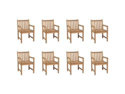 Sillas de exterior de teca maciza de 8 piezas DKD Home Decor
