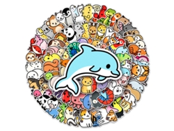 100 lindas pegatinas decorativas de animales de dibujos animados para maletas, refrigeradores, scooters y teléfonos.