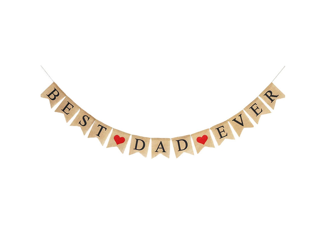 Bjww-bandera De Letras Best Dad Ever Con Corazón Rojo Decorativo, Bandera De Juta Para Fiestas Y Decoración