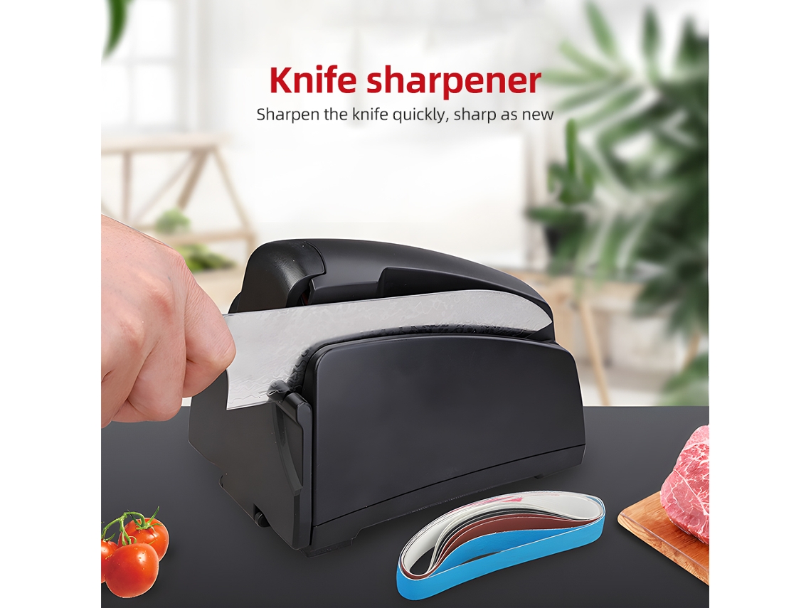 Afilador Eléctrico De Cuchillos De Cocina Con Correas De Grano 120/320/600/1000 Y Cepillo Portátil.