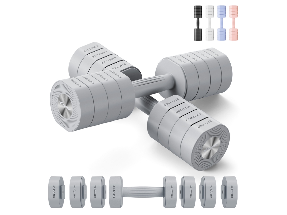 Juego De Mancuernas Multifuncional 4 En 1 Merach, Con Pesos Ajustables De 1 A 4 Kg Y Barra De Conexión, Para Fitness En Casa O Gimnasio, Gris