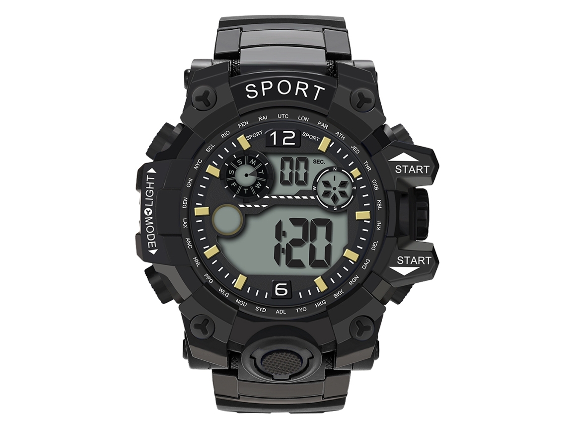 Reloj Electrónico Deportivo Led Para Hombre Dial Redondo Pulsera Negro