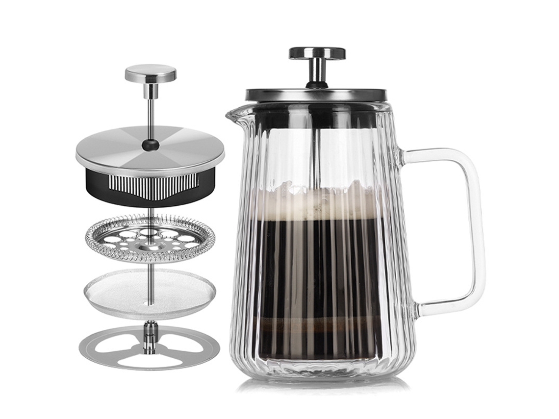 Cafetera de émbolo de vidrio de doble pared resistente al calor (1000 ml) Spqment
