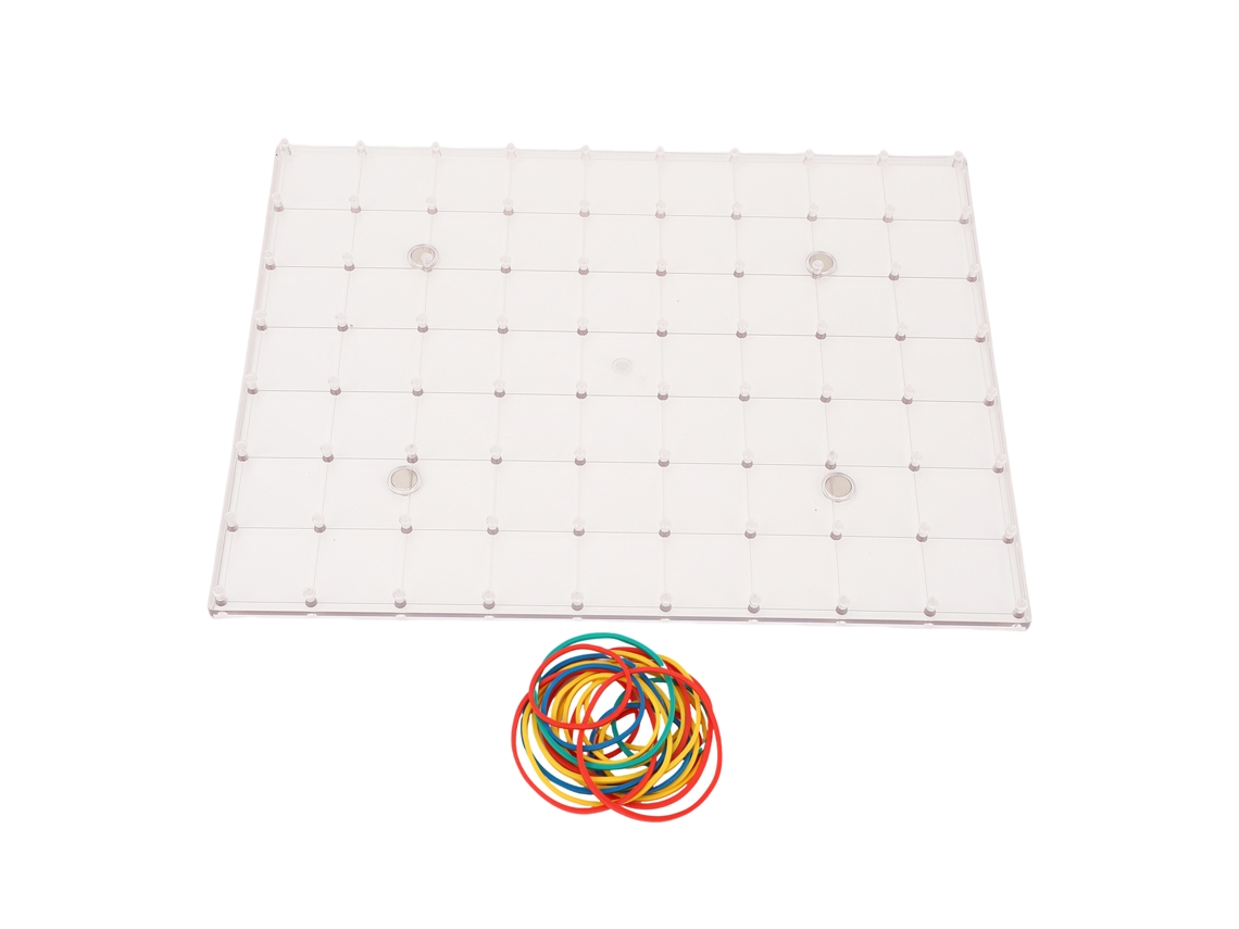 Tablero Geométrico Plástico Doble Lado 80 Clavos Multifuncional Con Gomas Elásticas Para Hogar Y Clase