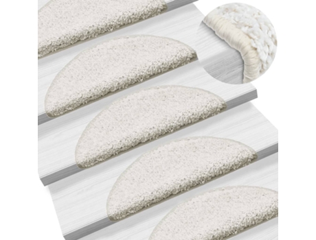 MAISON EXCLUSIVE - Alfombras de peldaños de escalera 15 uds blanco 56x17x3 cm