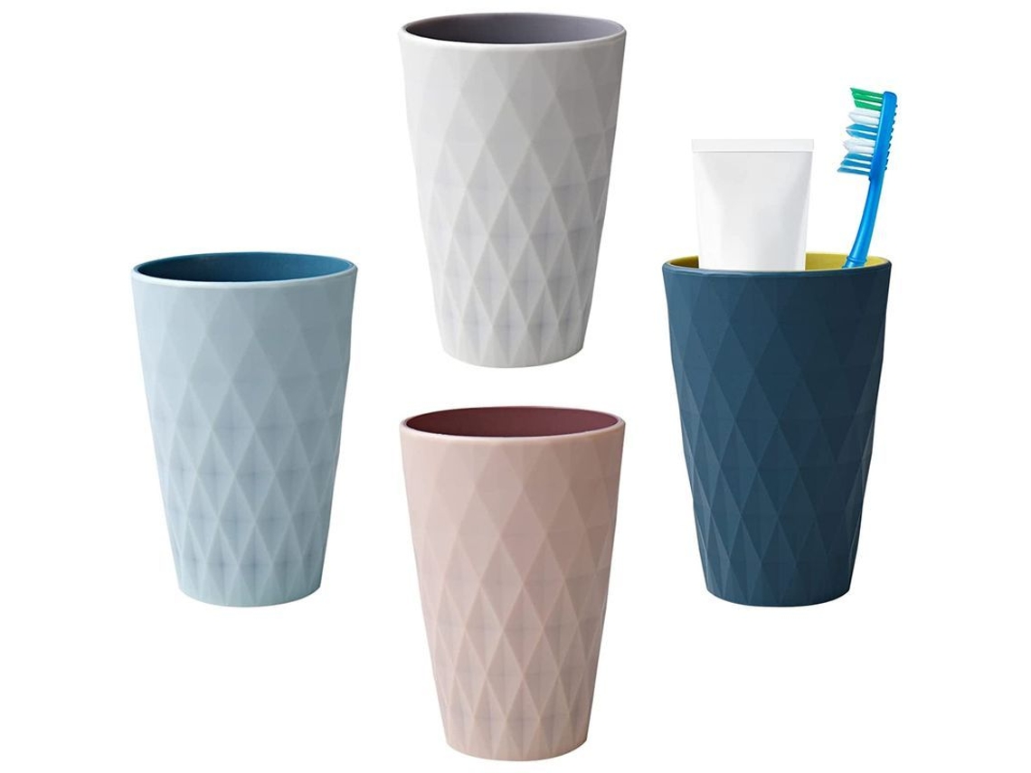 Vaso De Baño, 450 Ml, Diseño De Estilo Escandinavo, Resistente, 4 Unidades (8 × 12 × 5 Cm)