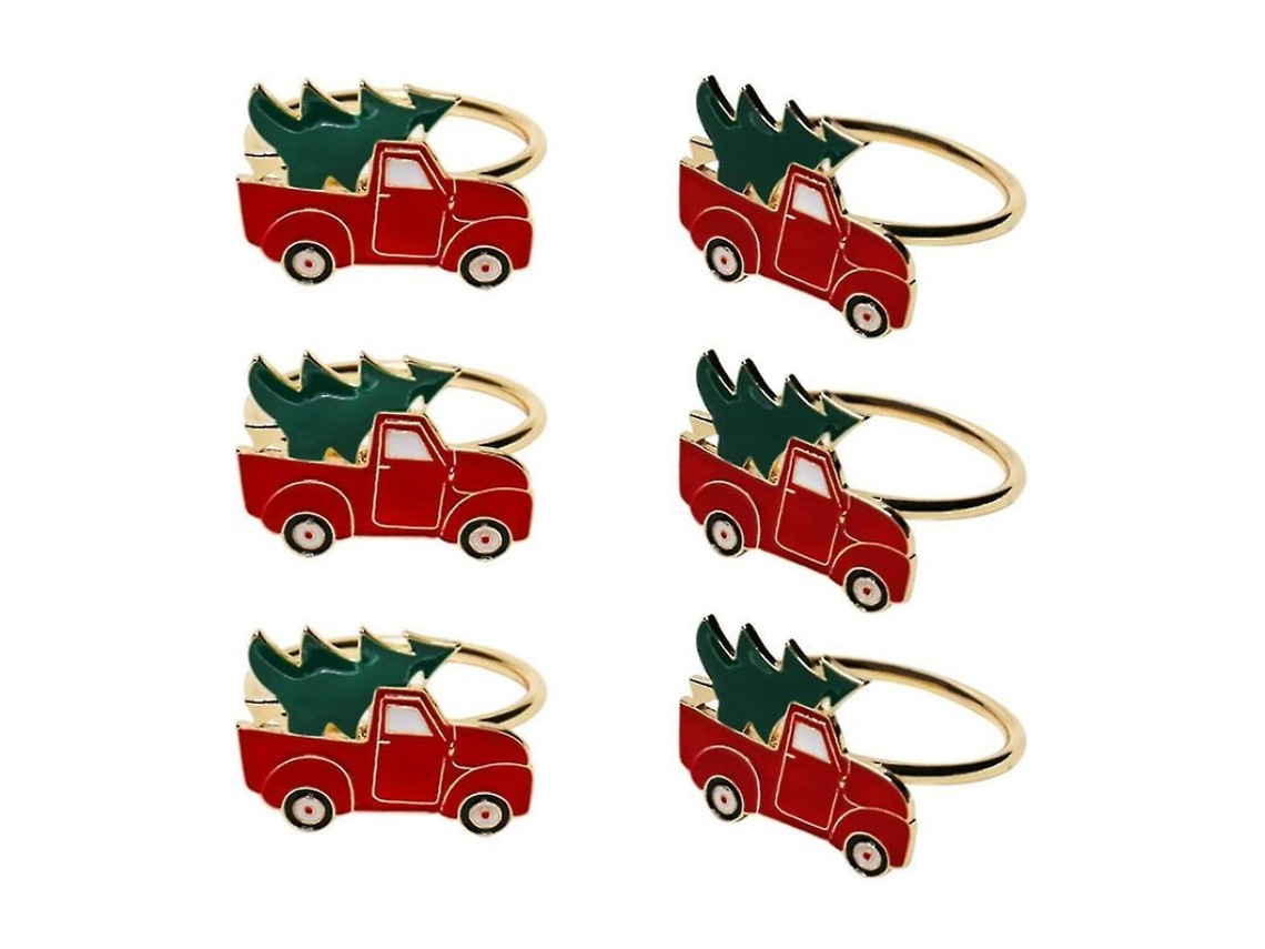 6 Servilleteros Con Forma De Coche Y Árbol De Navidad, Soporte Para Servilletas Navideñas