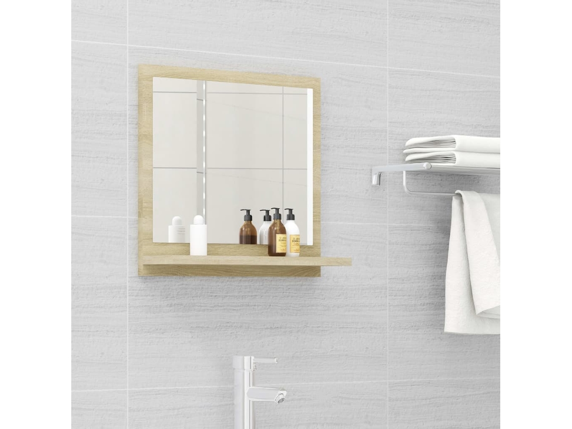 Espejo de baño madera contrachapada color roble 40x10,5x37 cm