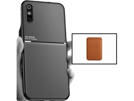 Kit Funda Magnetic Lux y Magnetic Wallet Marrón Xiaomi Redmi 9A Sport PHONECARE Negro