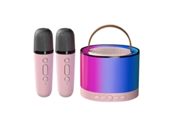 Altavoz de karaoke inalámbrico con Bluetooth Gusshious Machine K52 RGB, reproductor de música para niños, color rosa