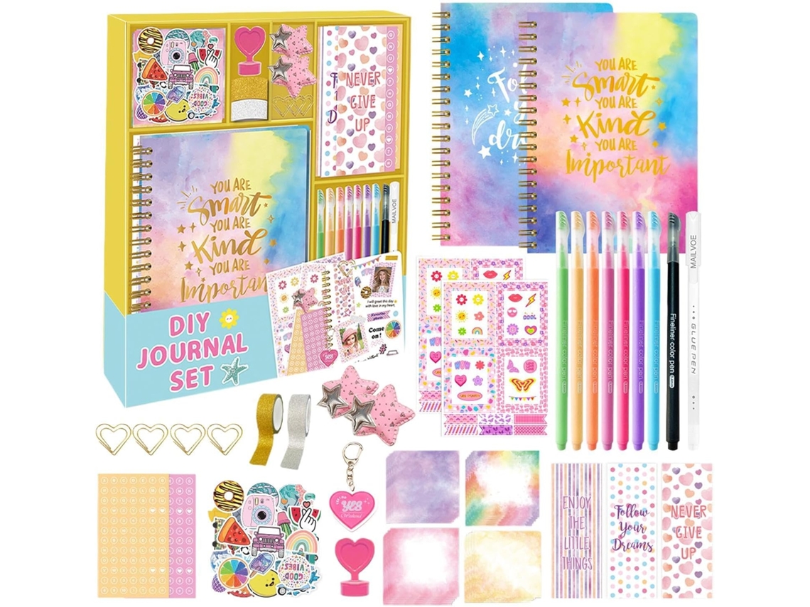 Kit De Diario Para Niñas, Set Cuaderno Divertido Materiales Arte El Rendimiento Escolar,