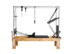 Cadillac Pilates Cuore Pilates: Estructura robusta de madera maciza, acolchado de EVA de alta densidad y tapizado negro lavable.