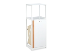 Relaxdays Estantería Cesto Ropa Sucia, Mueble 2 Baldas, Compartimentos Abatibles, Dm Y Bambú, 98x36x30cm, Blanco/natural