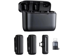 Micrófono De Solapa Inalámbrico 2 En 1 Con Estuche De Carga, Portátil, Para Grabación De Audio Y Vídeo.