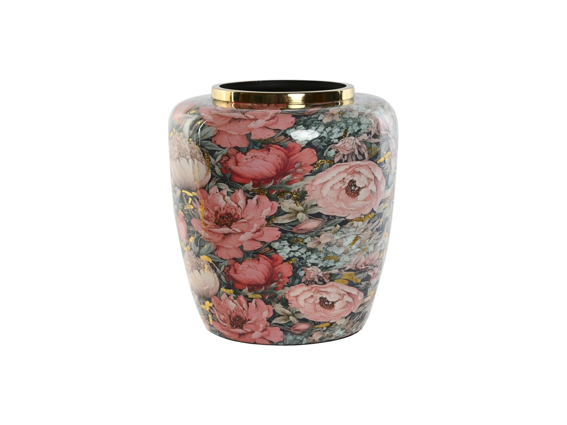 Jarron Metal Flores Rosa 33x33x35cm