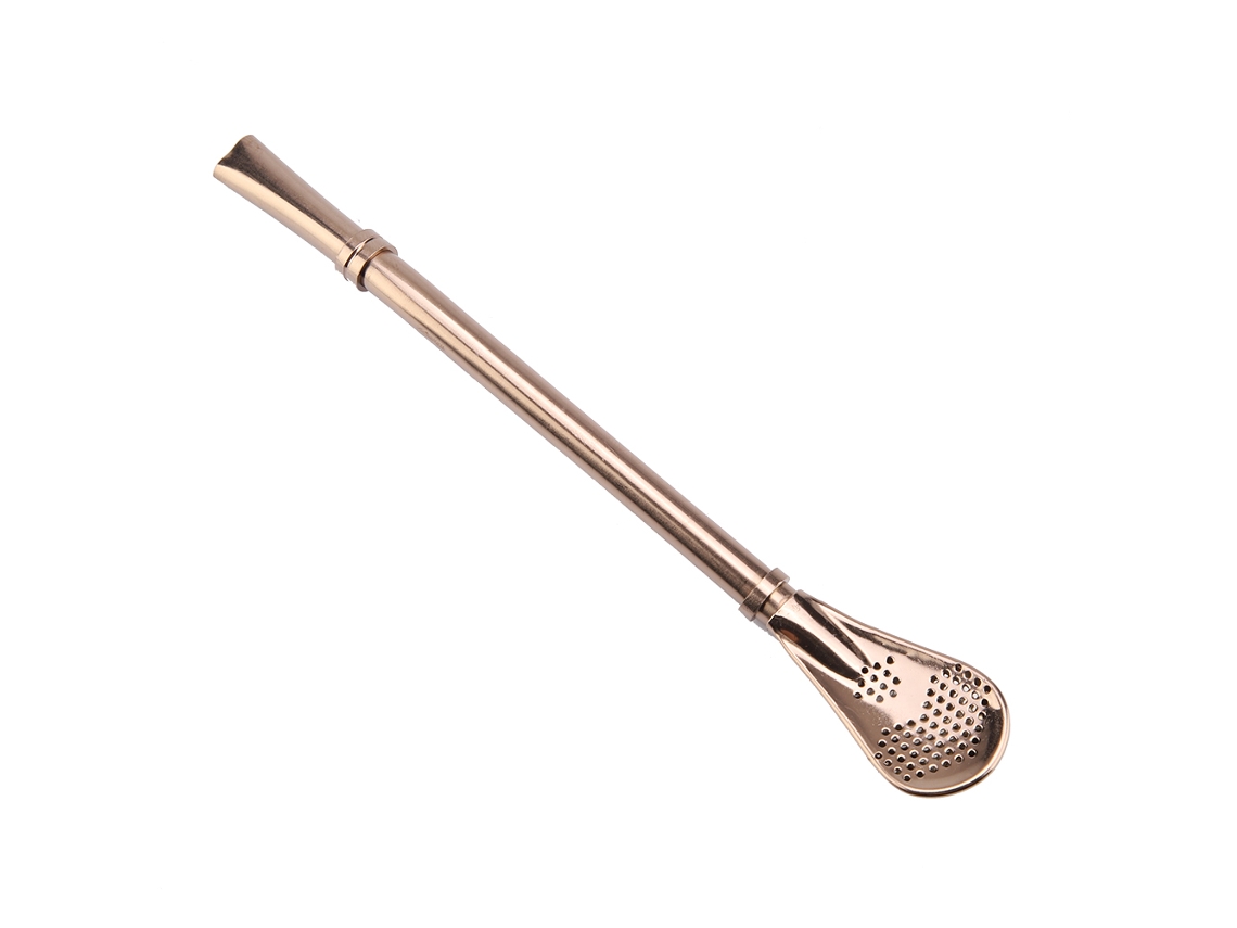 Cuchara-pajita Reutilizable De Acero Inoxidable 304 Color Oro Rosa Para Bebidas, Batidos Y Café Helado.