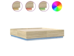 Maison Exclusive - Estructura De Cama Con Luces Led Madera Roble Sonoma 200x200 Cm