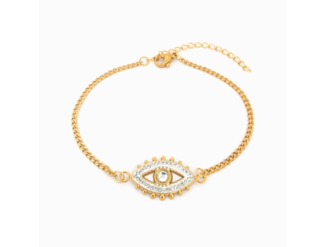 Pulsera FEIRA DE BIJU Ojo Turco Dorado Acero Inoxidable 165cm