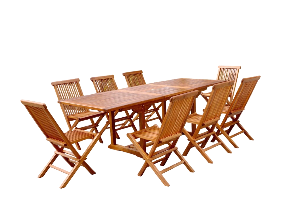 Conjunto de Comida CONCEPT U Lubok Teaked Teak Garden 8 Personas: Tabela De Retângulo + 8 Sillas