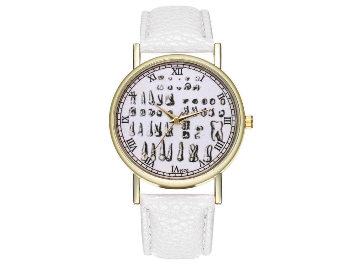 Reloj Casual De Moda Unisex De Cuarzo Con Correa De Cuero Blanco Zhoulianfa