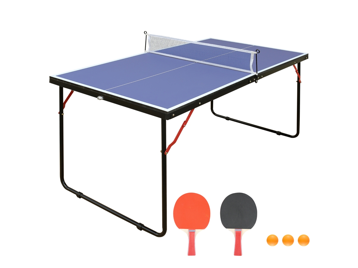 Mesa De Ping-pong Plegable Con Red Y Paletas, Superficie Azul.