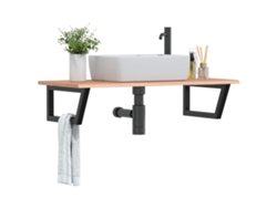Estante De Lavabo De Pared De Acero Y Madera Maciza De Roble