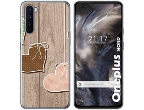 Carcasa OnePlus Nord TUMUNDOSMARTPHONE Corazones Madera Multicolor