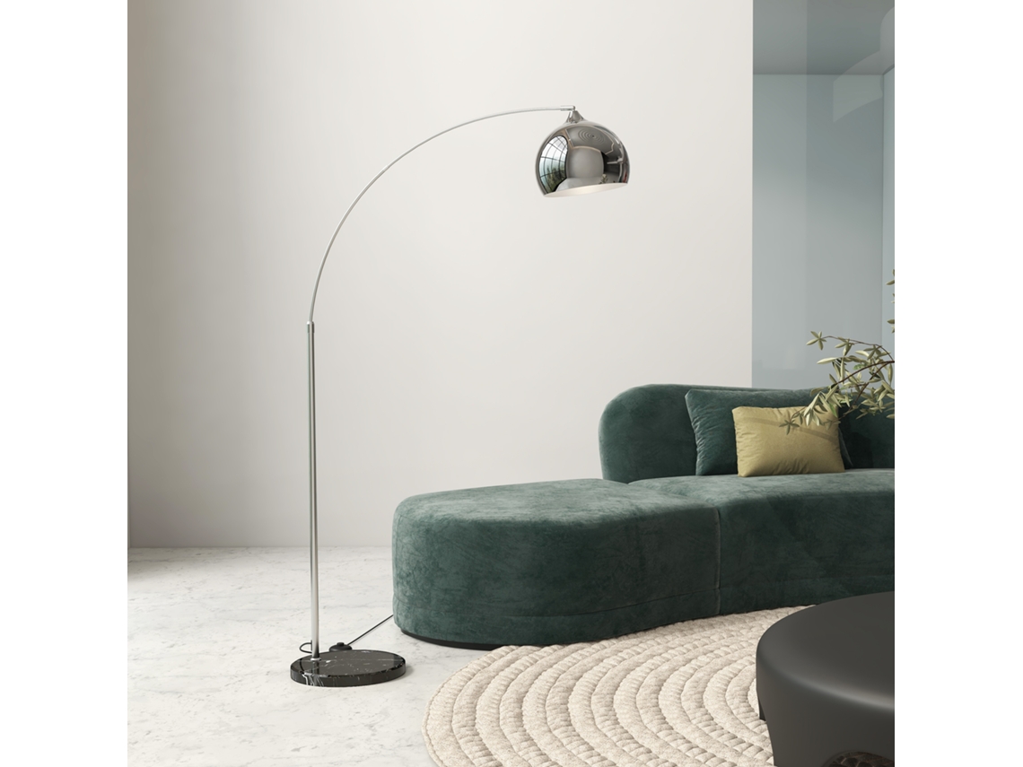 Lámpara de pie, lámpara de salón, arco ajustable, base de mármol, estilo vintage, 40 W, E27, luz solar. 100 x 115 x 30 x 170 x 180 cm, negro/gris.
