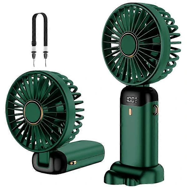 Ventilador de mano, mini ventilador portátil recargable por USB, pequeño ventilador de bolsillo con cable y base.