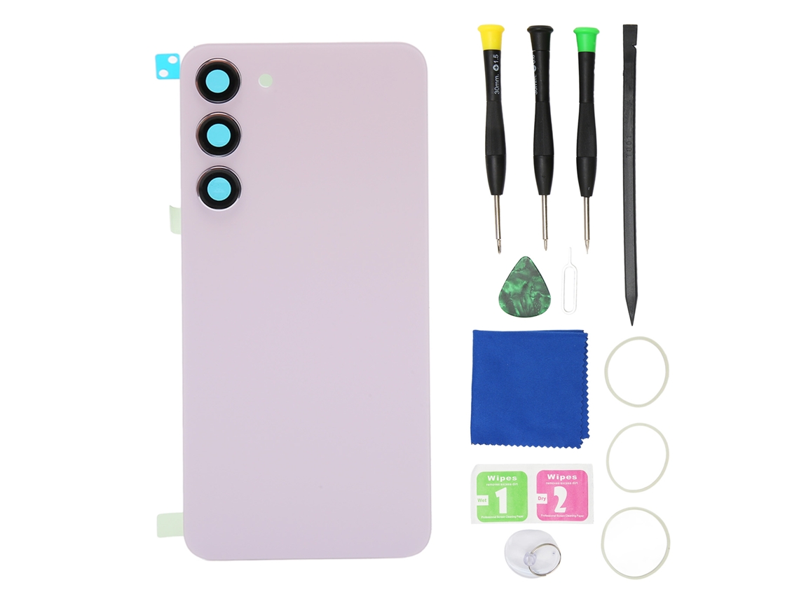 Kit De Reemplazo De Cristal Trasero Con Lente De Cámara Y Cinta Adhesiva Preinstalada Para Samsung Galaxy S23 Plus, Color Rosa