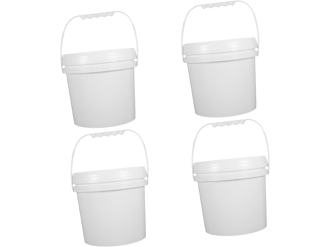 Conjunto De 4 Baldes Para Armazenamento De Alimentos Com Tampa E Alça.