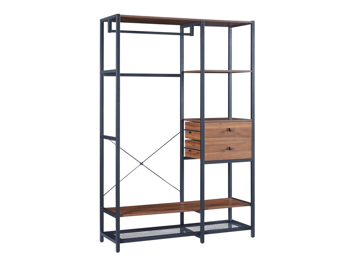Perchero burro Larem 180x120x40cm con 2 cajones - Efecto nogal [EN.CASA]